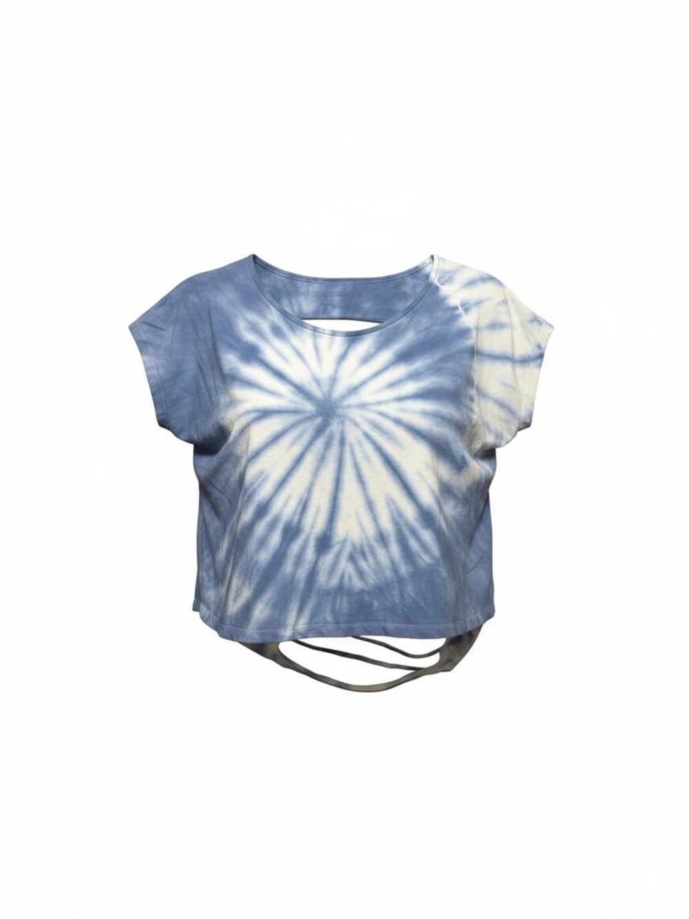 Tie-Dye Cropped Tee in Blue and White